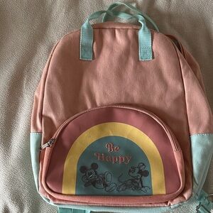 Disney Kids Backpack - Pink and Teal with Rainbow